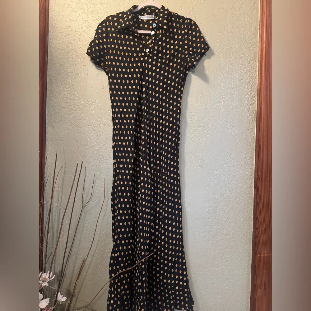 Vintage Jessica Howard Black Daisy Print Button-Front Midi Dress – Small/Medium - Picture 1 of 4